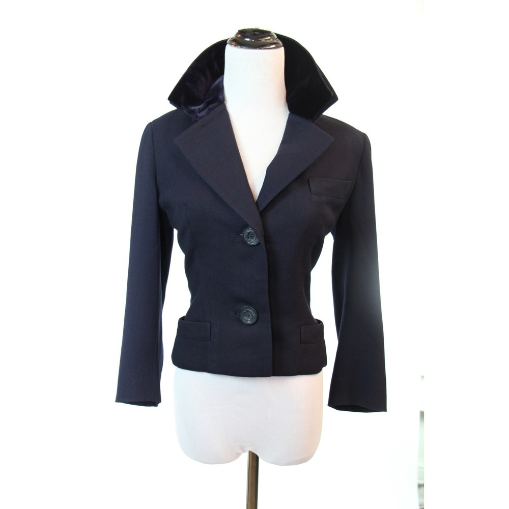 Vintage 1960s Christian Dior Jacket Saks Fifth Avenue Navy New Look Style Blazer